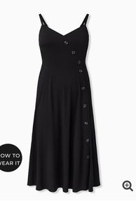 NWT Torrid Black Challis Button Front Midi Dress